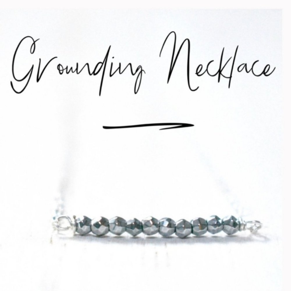 🔥NWT Handcrafted Genuine Hematite Gemstone Bar .925 Sterling Silver Necklace